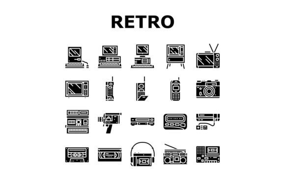 Download Retro Gadget Technology Device Icons Set - Technology Collection