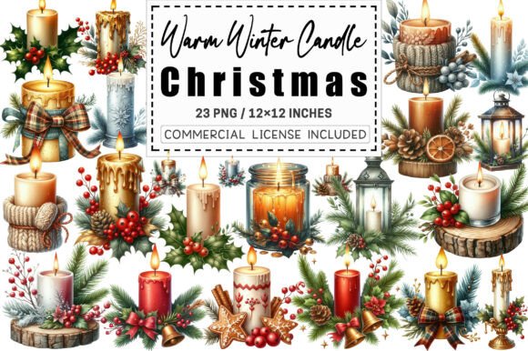 Download Warm Winter Candle Christmas Clipart. - Premium Resources