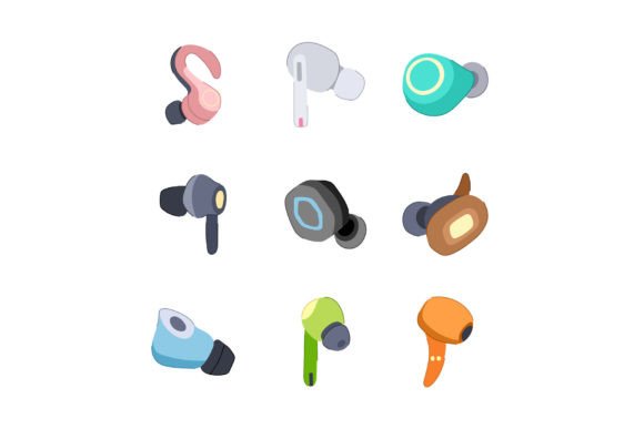Download Wireless Earphones Set Cartoon Vector Il - Wireless Collection